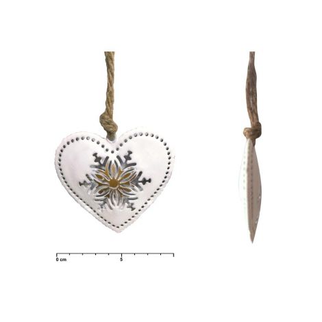 Zawieszka metalowa MFP Serce, Białe, 8cm